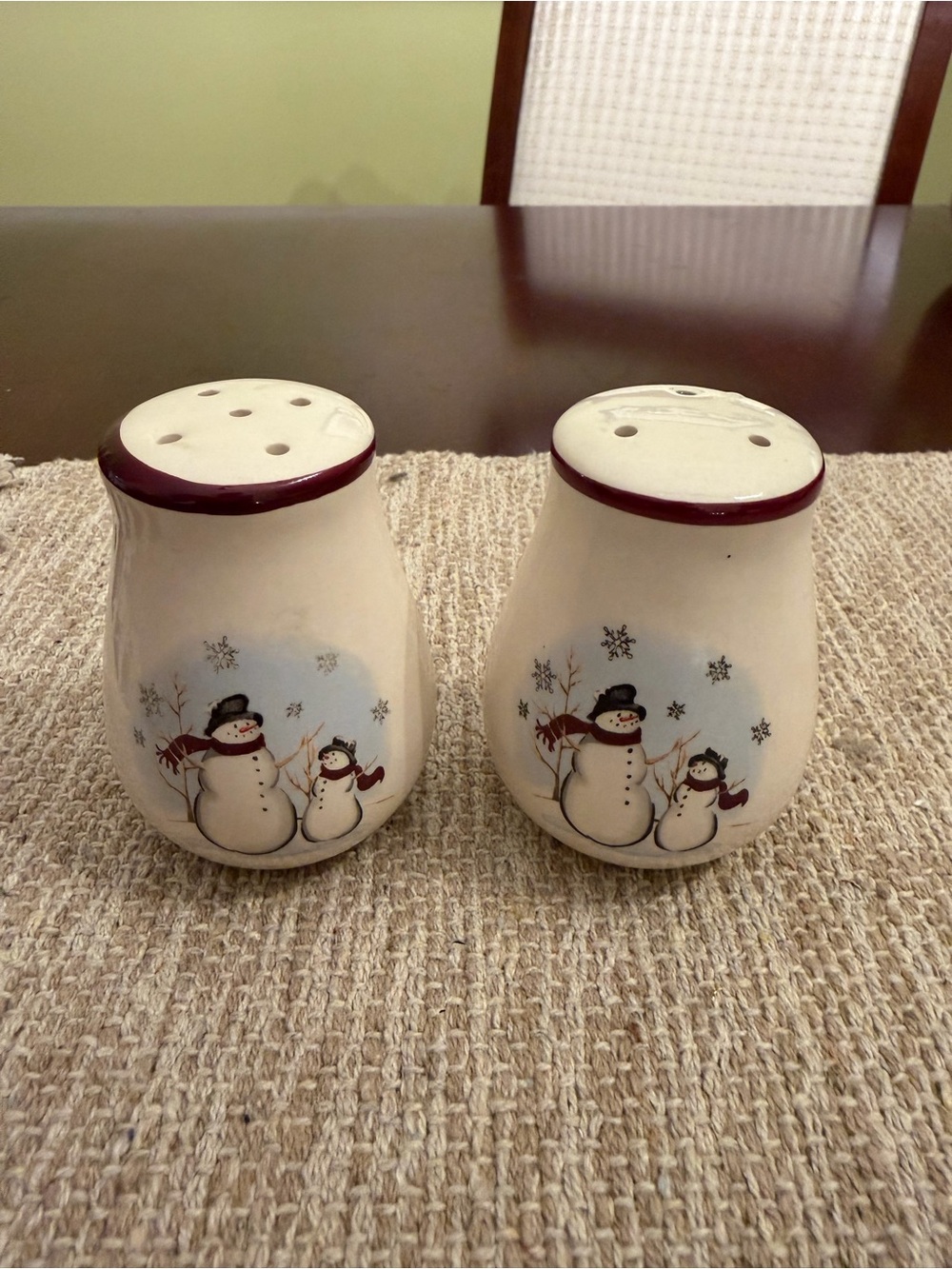Stoneware Snowman Salt and Pepper Shaker Set